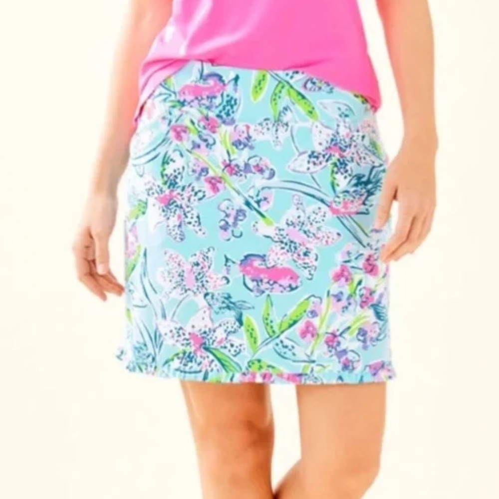 Lilly Pulitzer Luxletic Fairway Skort Mini Skirt Women 2 Bali Blue Sway This Way